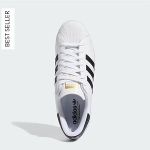 Adidas Men's White and Black Superstar Sneakers